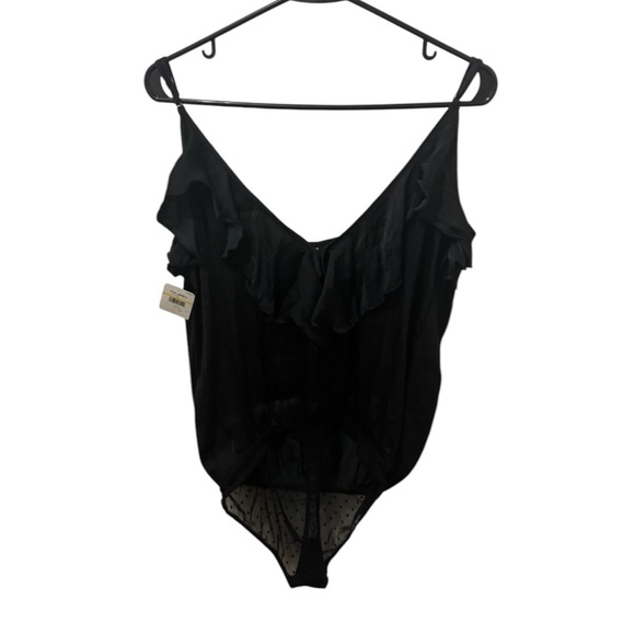 Intimately Free People Not Tired Black Ruffle Bodysuit Size Medium - Picture 3 of 6